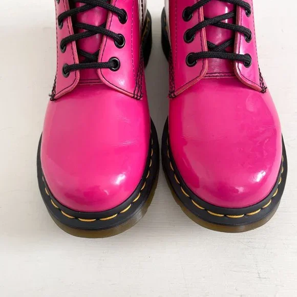 Dr. Martens Hot Pink 1460 Patent Leather Lace Up Combat Ankle Boot Womens Size 7 - Picture 3 of 12
